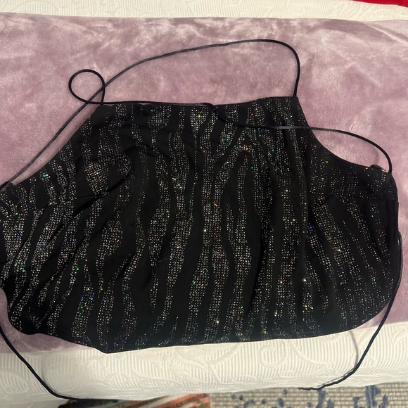 Vintage BACKLESS sparkly zebra print top - Picture 3 of 10